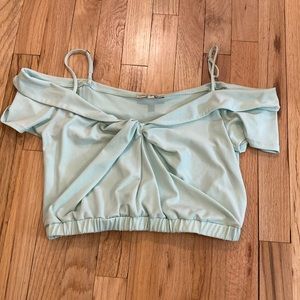 Cropped off the shoulder with straps blouse